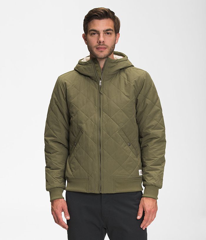 The North Face Cuchillo Insulated Full Zip Hoodie Mens Puffer Jacket Olive 348057-UEB